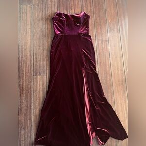 Aqua deep berry Velvet Evening Gown